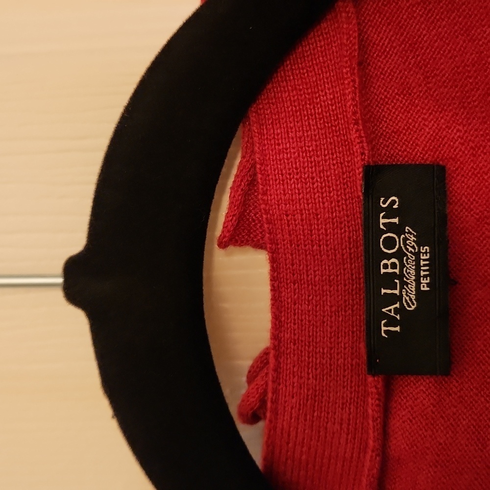 Talbots Established 1947 Bundle Red/Black Ruffled Button Front Cardigans Size MP - Picture 9 of 11